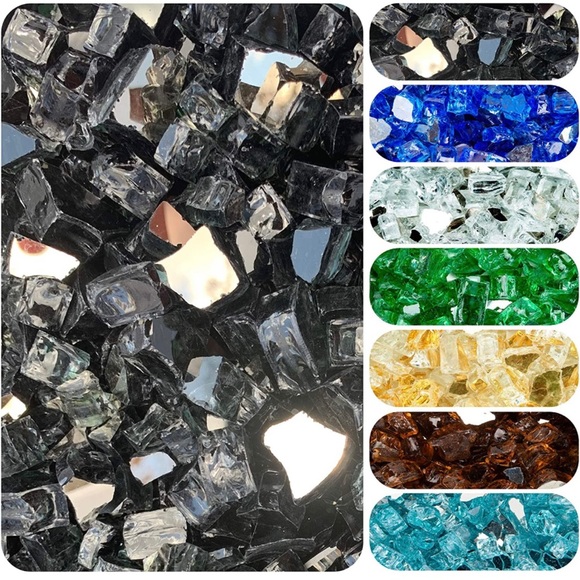 New! HOMEGLOW Reflective Tempered Fire Glass, 1/2” in Jade - Pickup Only! - Picture 2 of 9